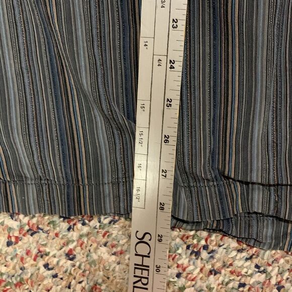 Tommy Bahama Blue Gray Stripe Silk Short Sleeve Button Front Hawaiian Shirt L - Picture 11 of 11